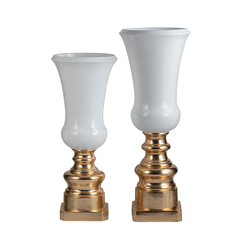 100cm Tall White and Gold Floor Vases For Flowers Home Decor Luxury Trumpet Vase
