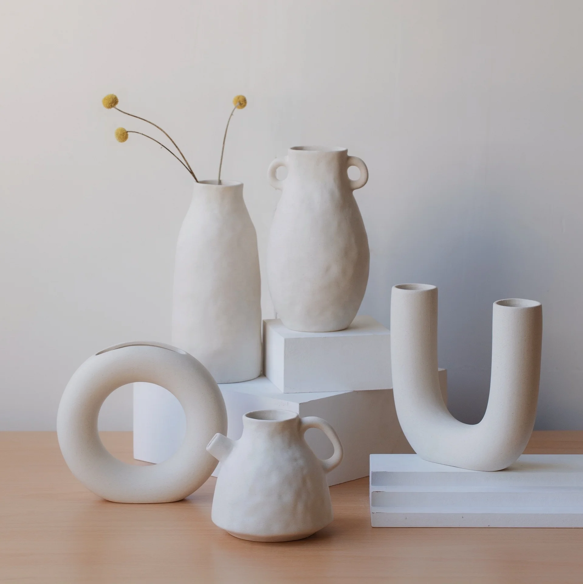 Hot Sale New Special-shaped Creative Hydroponic Ceramic Vase Decorative Flower Arrangement Geometric Craft Ceramic Vase