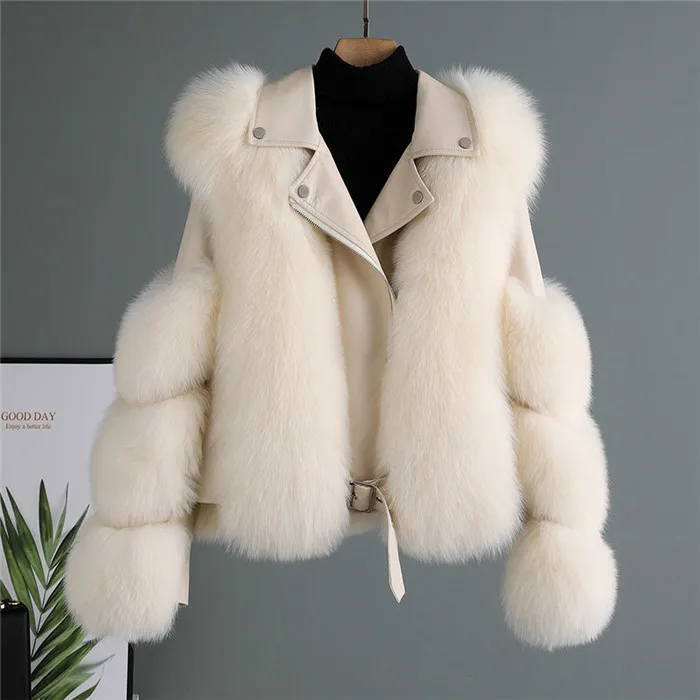 H1100-Thick warm winter coats woman faux fur coat leather plus size motorcycle jacket