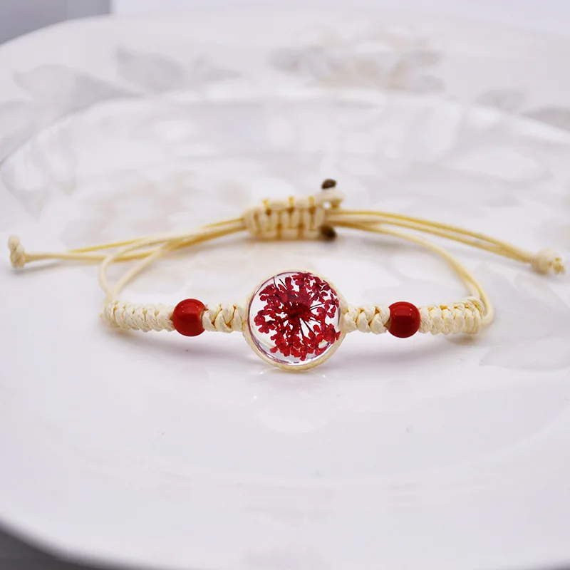 Sweet Daisy Dandelion Flower Bracelet Ceramic Beads Hand-weave Adjustable Bracelet for Women Girls