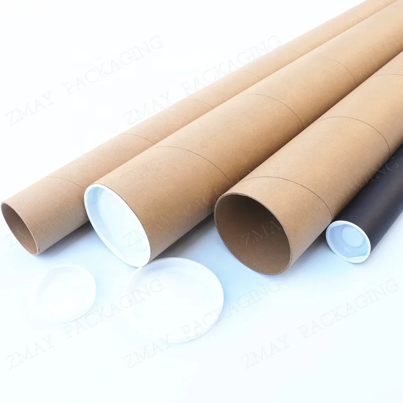 customized size eco friendly paper cylinder carton tube mailing tube with plastic end caps