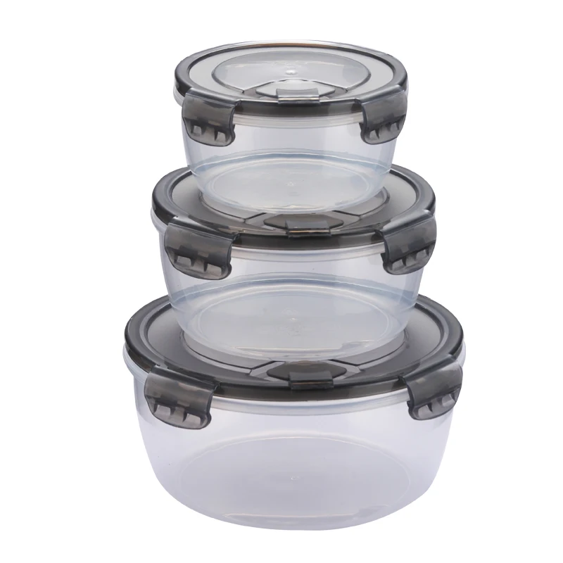 Microwaveable round airtight meal pre picnic snack soup sauces crisper set plastic storage box PP food container with snap lock