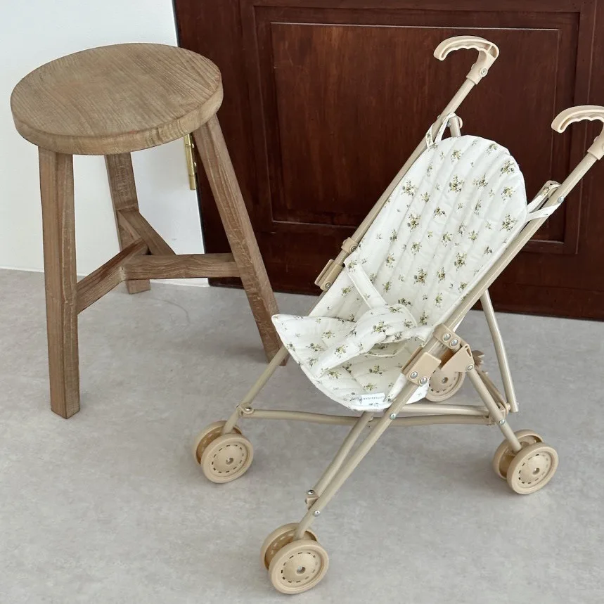 Vintage Flowers Minikane Doll Accessory Toys Dolls Cotton Stroller with Pouch