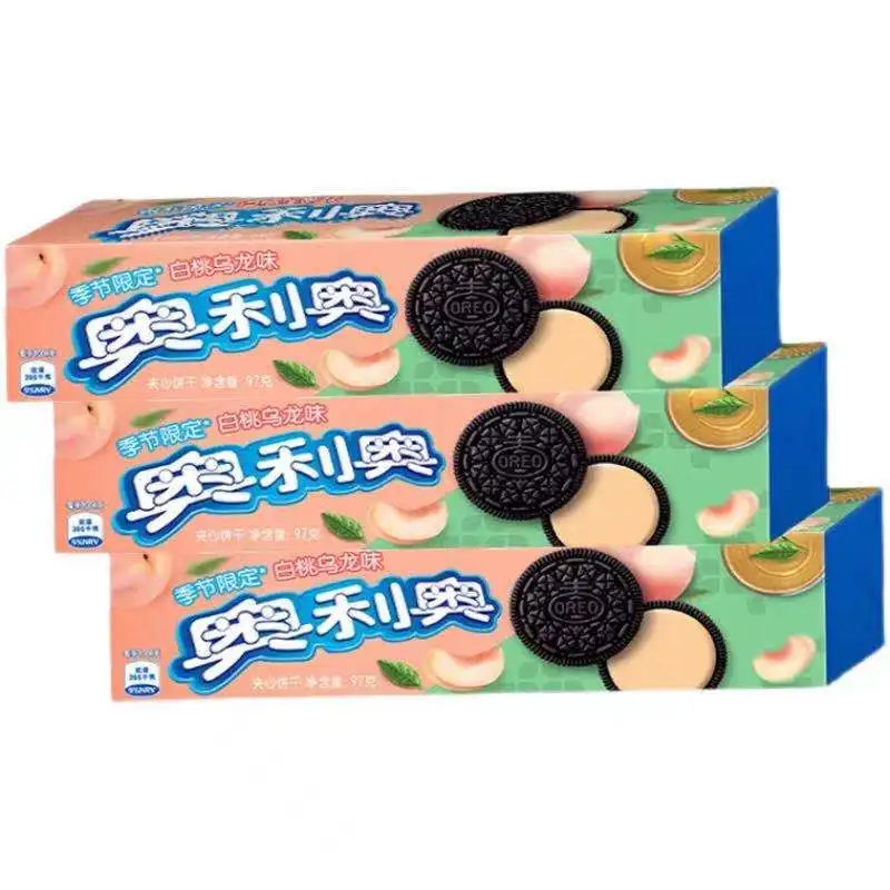 Hot-selling Chinese Oreo Sandwich Biscuit 97g*Box White Peach Oolong Flavor Leisure Snacks Healthy Food