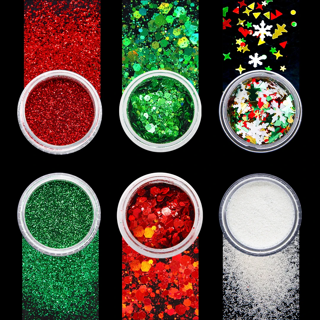 Irregular Christmas Glitter Nail Decoration Sequin Glitter White Snowflake Christmas Nails Accessories