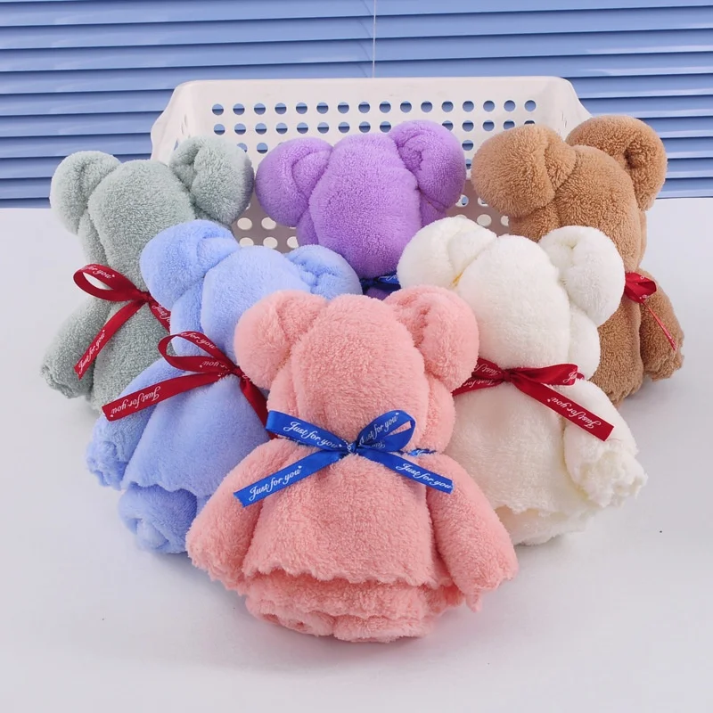 wholesale cheap super absorbent microfiber gift towel quick drying fleece bear face towel microfiber