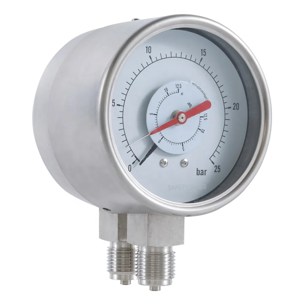 double bourdon tube double needle differential manometer