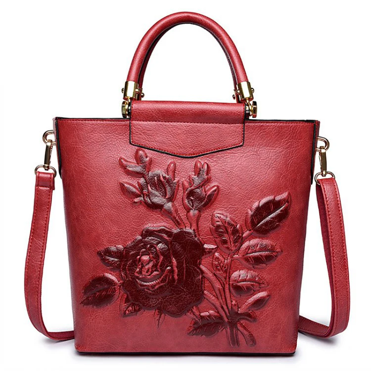 
Embossed Big Rose Flower Ladies Shoulder Crossbody Messenger Bags Women Purses Handbags Tote Bucket Bag 