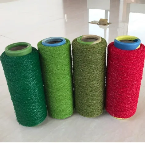 PE monofilament yarn synthetic turf grass raw materials blue fibrillated artificial grass curly yarn lawn