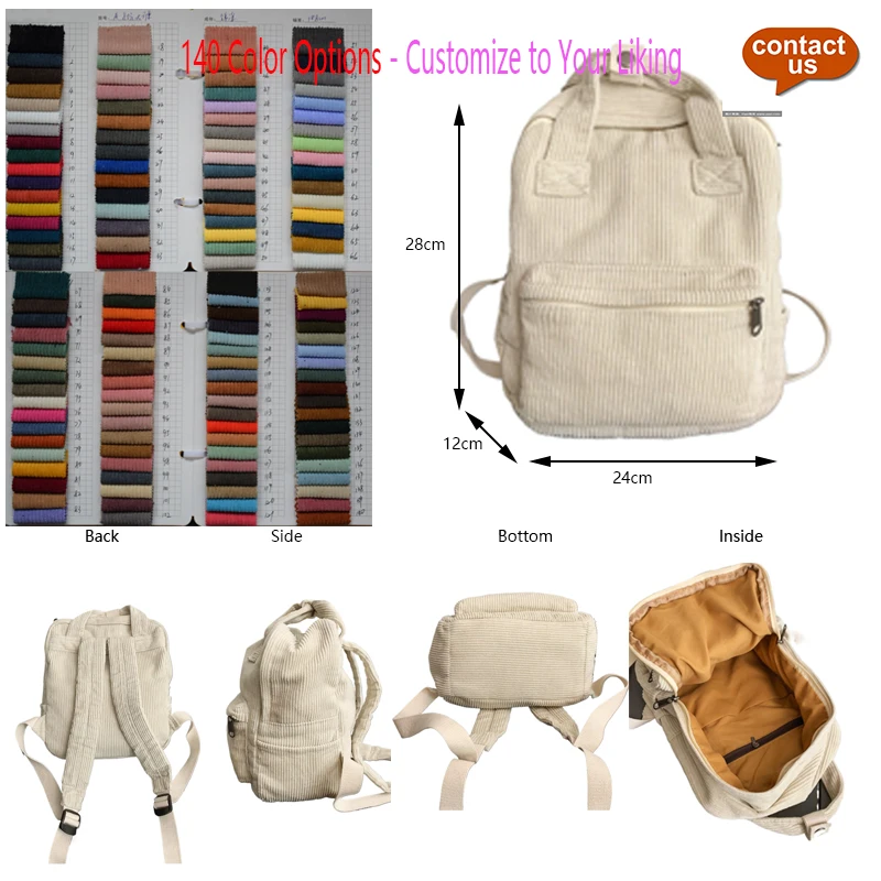 Small Design Custom Embroidery logo Soft Fabric Women Teenage Girls Mini Corduroy School Bags for Kids Mochila Daily Book Bags