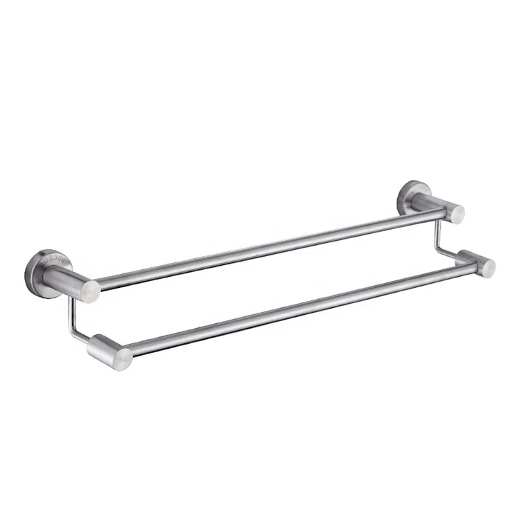 
Wall Mount Brushed Finished Stainless Steel Double Towel Bar 