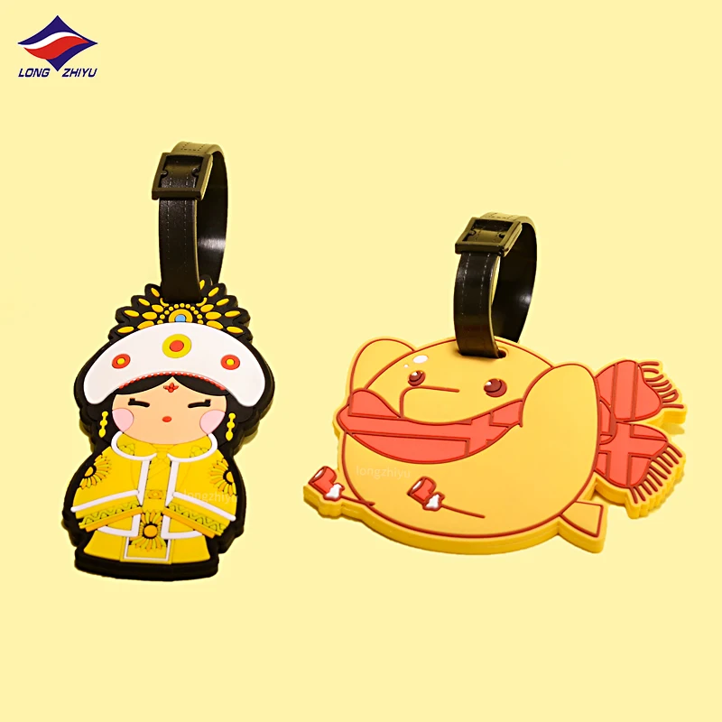 Longzhiyu 17 Years Manufacturer Cartoon Animal PVC Suitcase Tag Irregular Soft Silicone Luggage Tag Claim Label