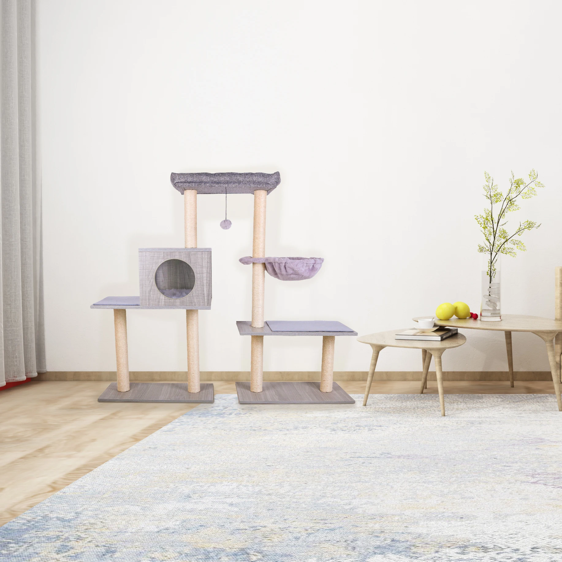 Amazon Top Seller  Wooden Cat Condo House Cat Climbing Scratching Tree Sisal Scratch Post Cat Tree