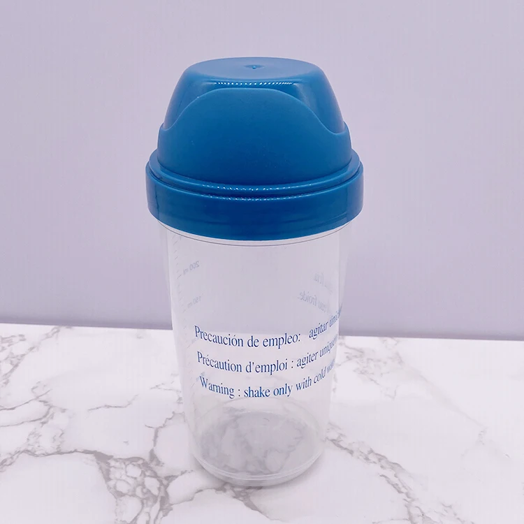 Custom 250ml Water Bottle Recycle Plastic Light Blue Protein Sport Gym Shaker Cup