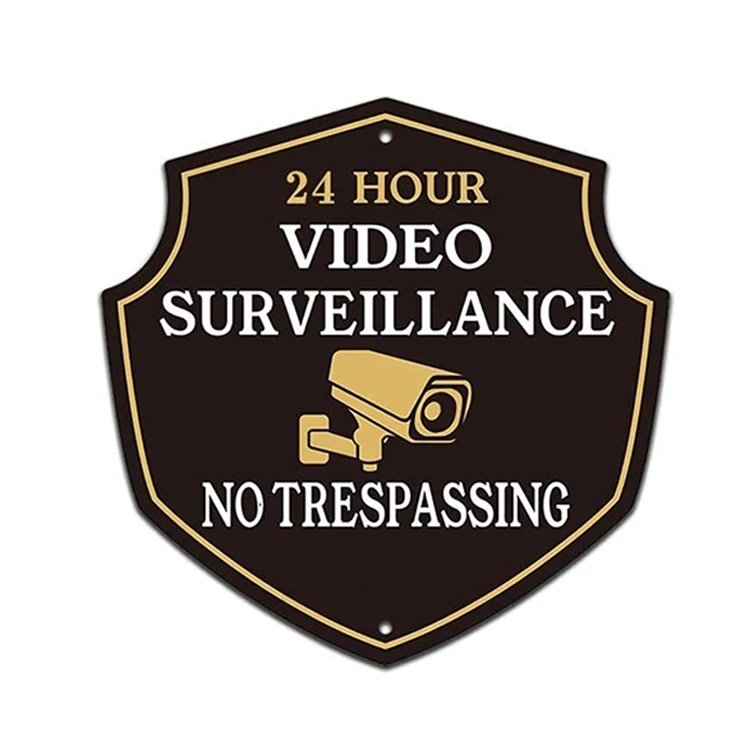 Manufacturer Custom 24 Hour Video No Trespassing Aluminum Security Warning Sign for CCTV Security