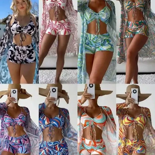 OLAF 3XL Size Extreme Girl Swimwear Beachwear Woman Bikini Bath Swim Suit Set Swimwear With Cover Up