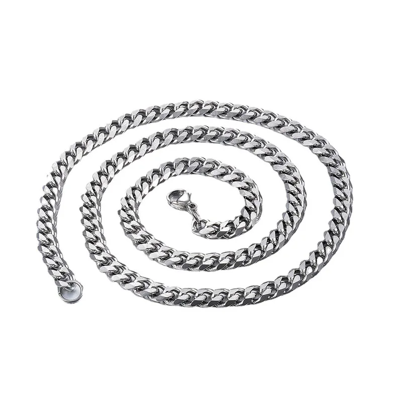 wholesale chunky long stainless steel men women cuban chain necklace 18k gold plated six surface grinding necklace jewelry