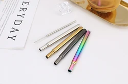 Hot sale stainless steel telescopic straw creative scratch resistant metal straw set color portable folding eco drinking straws
