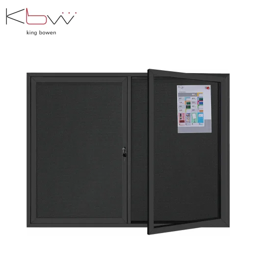 KBW wholesale school wall mount aluminum frame showcase notice pin cork board enclosed bulletin board with lockable glass door