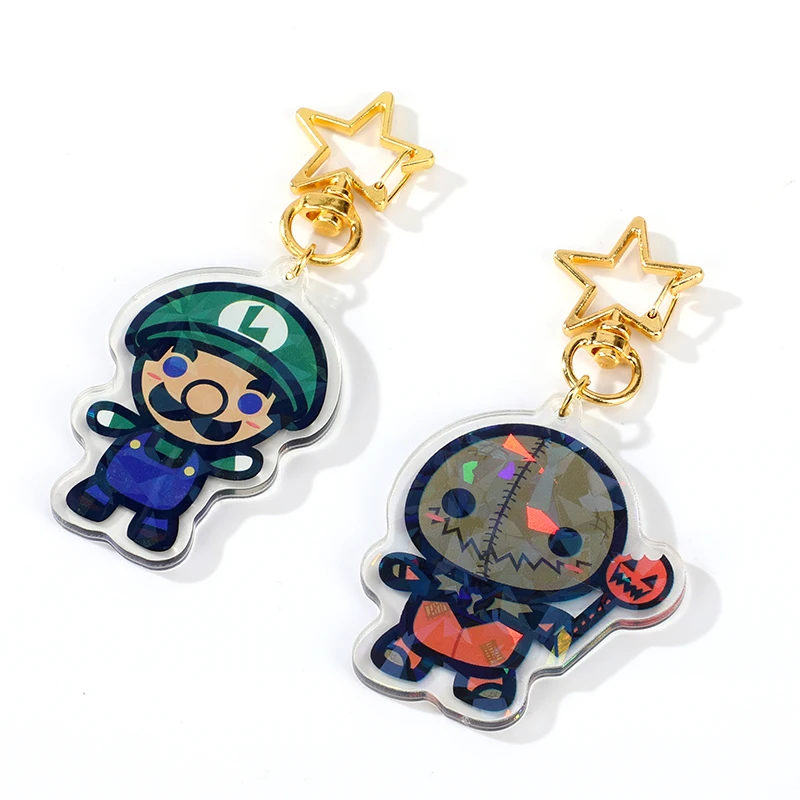 2023 hot Acrylic model pendant key chain anime hologram Double Side Printed Standee Acrylic keychain