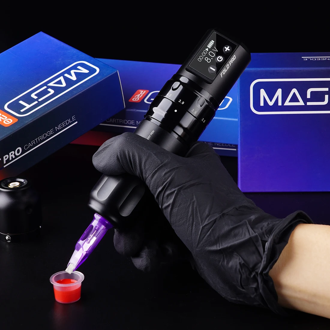 Mast Fold Pro New Material Digital Rechargeable Tattoo Machine Pen Wireless Rotary with Adjustable Stroke Dragonhawk