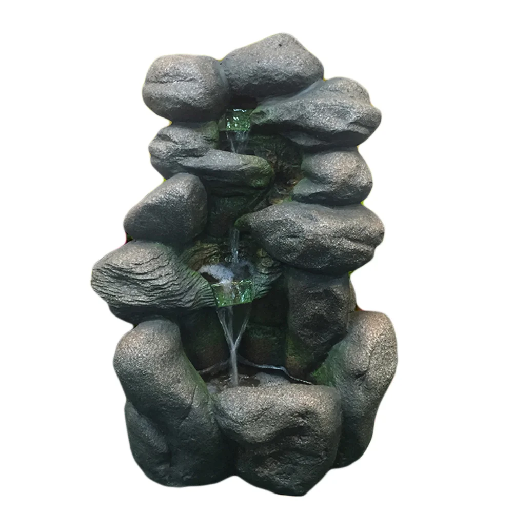 Glass fiber  Rainforest Rock Waterfall  Outdoor Fountain with LED Lights