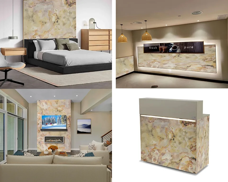 Decorated Laminated Star Galaxy Marble Veneer Mica Laminated Sheet Stone Wall Cladding High Quality Exclusive Marble Veneer