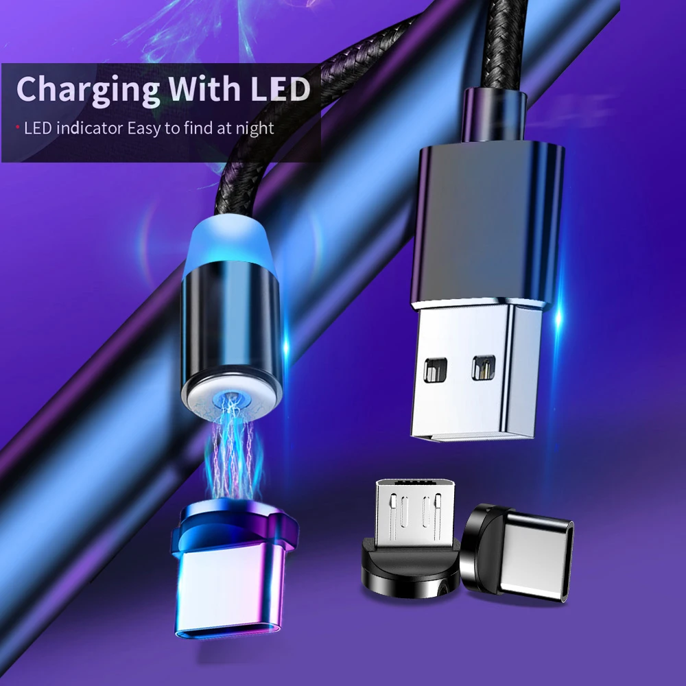  Круглый Магнитный зарядный кабель 3 в 1 с разъемом USB Type-C для