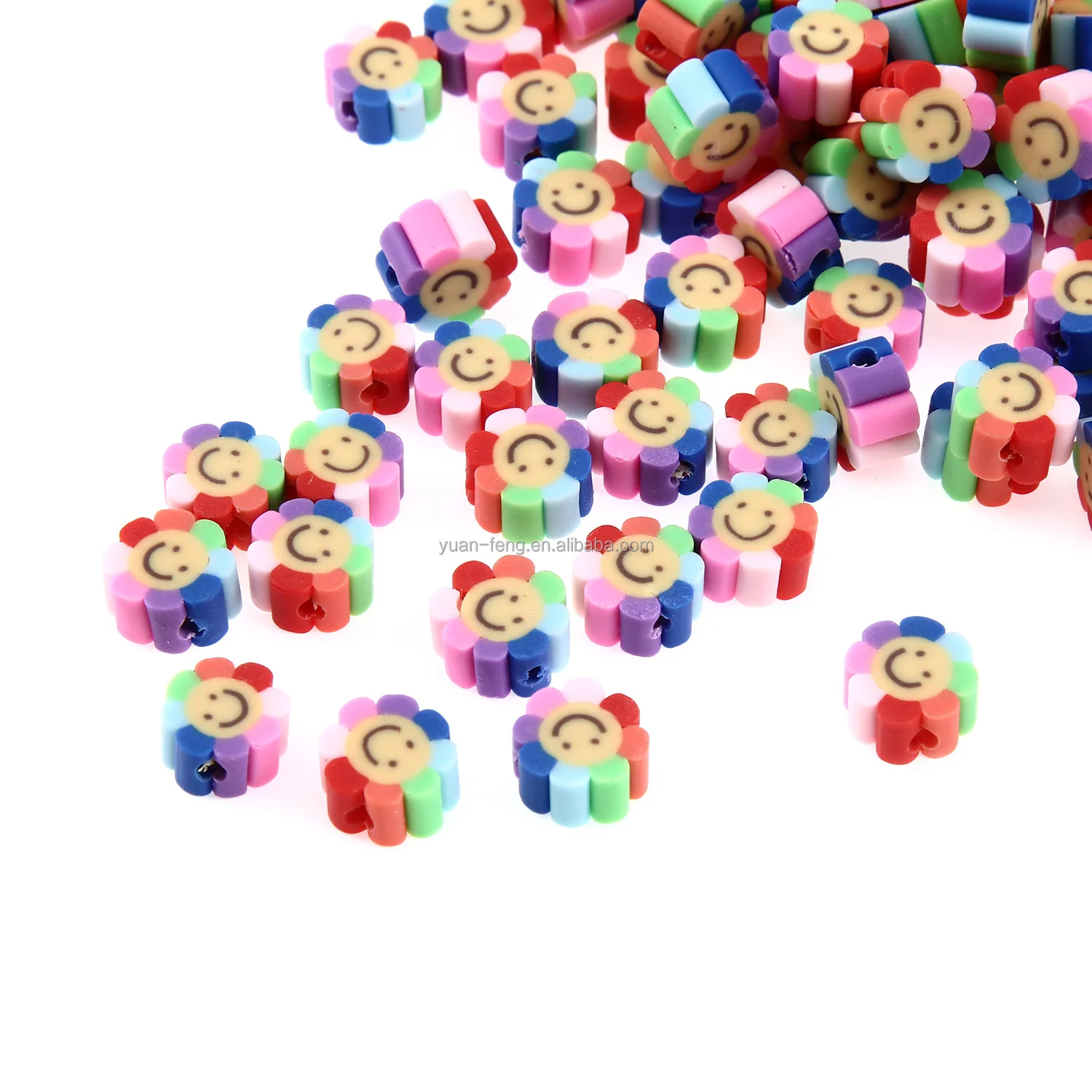 100PCS 10MM Multi Polymer Clay Beads Assorted Handmade Colorful Pattern Loose Beads for Jewelry Making