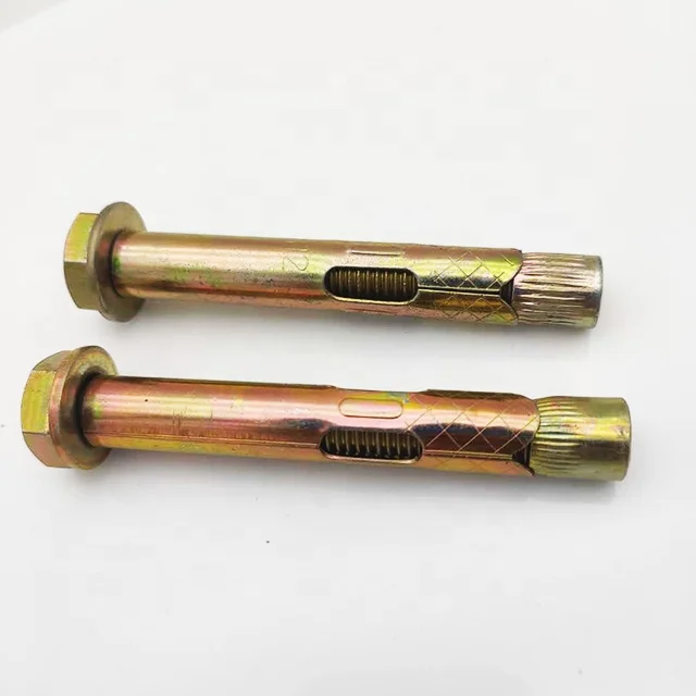 Yellow Zinc Plated Sleeve Anchor Bolts With Hex Flange Nut