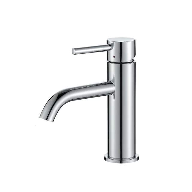 Modern Round Brass Chrome Copper Single Handle Short Basin Faucet Hot And Cold Water Mixer Tap Bathroom Bath Apartment Hotel