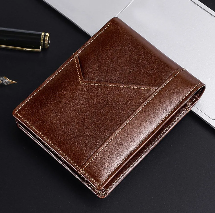Custom purse genuine leather wallets for men rfid blocking leather men wallet