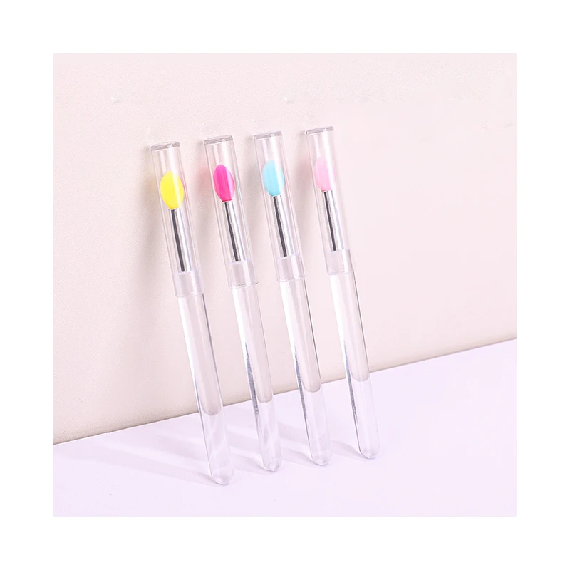 Best Selling 4 Colors Nail Arts Silicone Applicator Sticks Reusable Chrome Glitter Applying Manicure Tool Easy-daub Pigment Sili