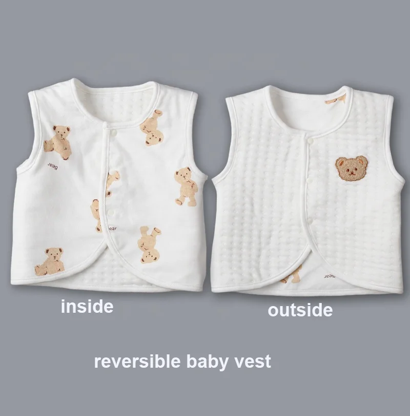 Custom Oem Odm Newbron Baby Boys Girls Top Vest 100%cotton Toddler girl clothes baby teddy bear plush printing Baby boy clothes