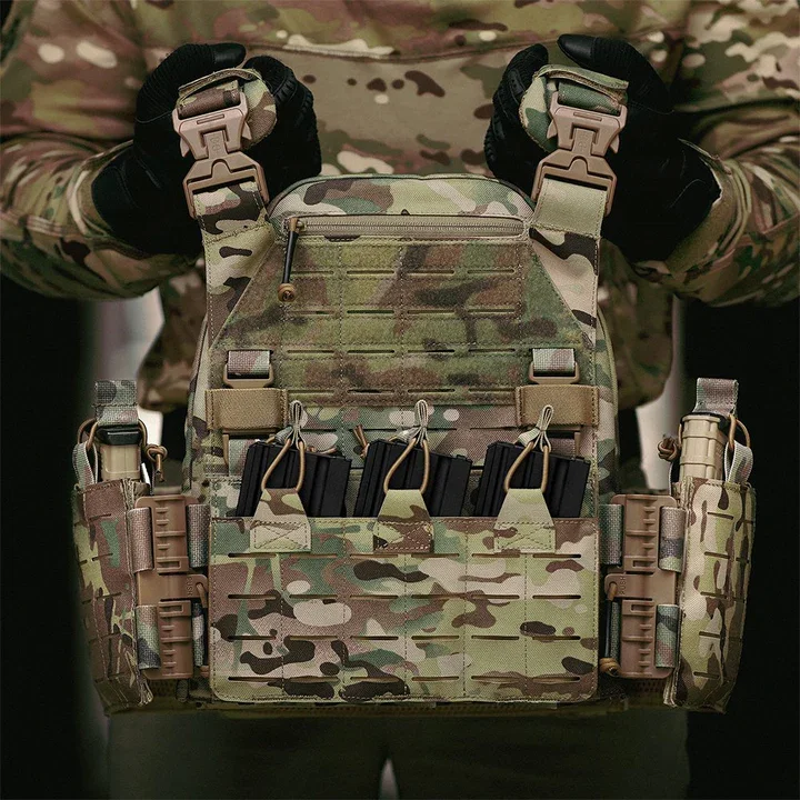 PTG Quick Release Series Tactical Equipment Camouflage 500D Nylon Vest Combat Plate Carrier Bandolier Tactical Vest