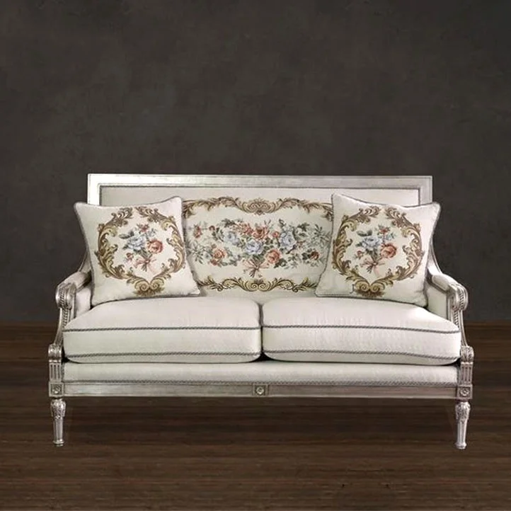 High Quality classical antiqued wooden frame couch sofa set furniture living room