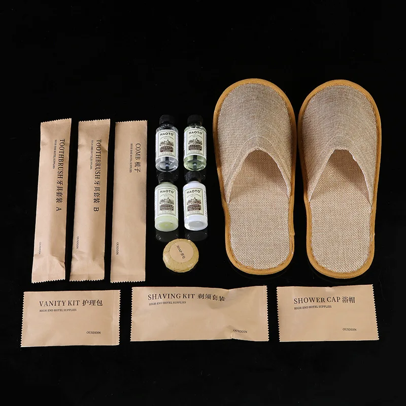 Professional popular custom logo luxury five-star hotel products room accessories disposable supplies guest amenities set