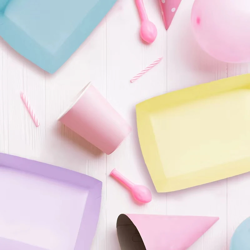 Xieli Schönes rosafarbenes festes Papierboot-Essenstablett für Party-Geschirrdekoration