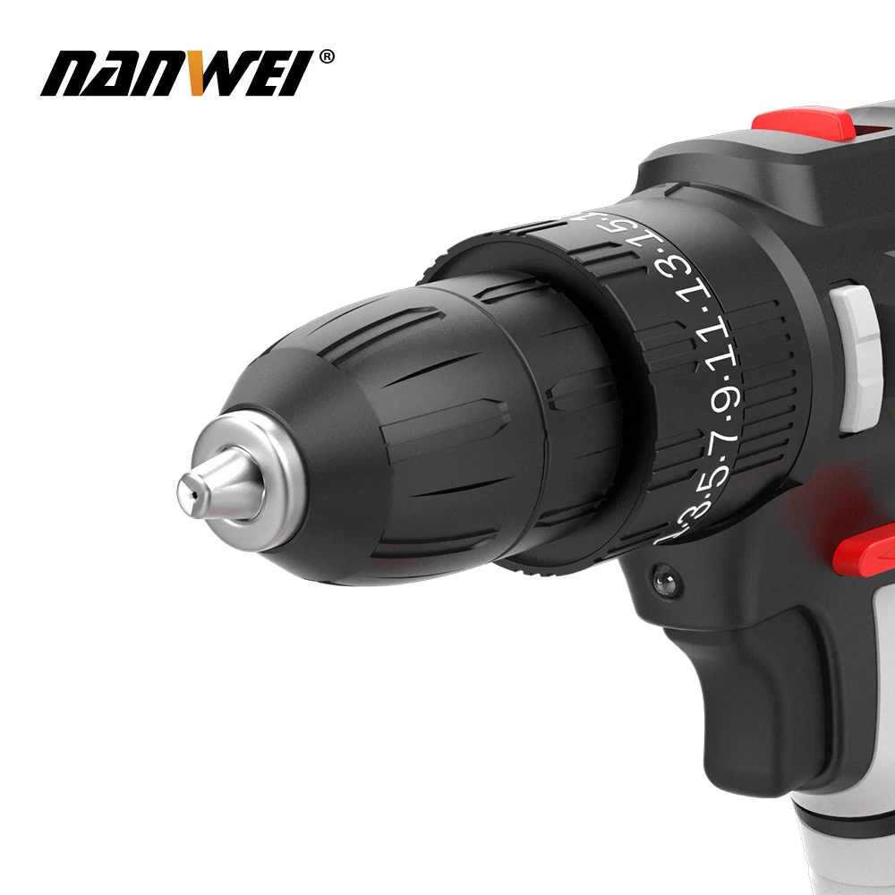 NANWEI 80N power drills 21V 1750rpm brushless impact drill power tools handy cordless drill tools 68VF lithium battery drill