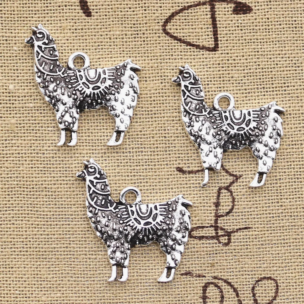 Charms alpaca Grass Mud Horse 26x25mm Handmade Making fit,Vintage Tibetan Silver Color Pendants,DIY For Bracelet Necklace