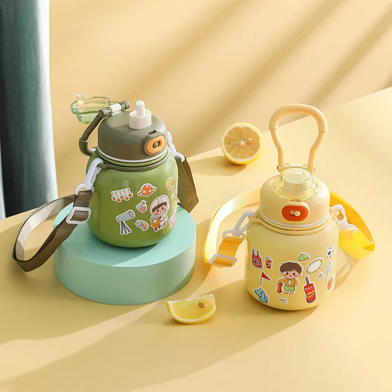 480ml Student Kids Portable Outdoor Strap Double Wall Vacuum 316 Stainless Steel Water Bottle Kettle