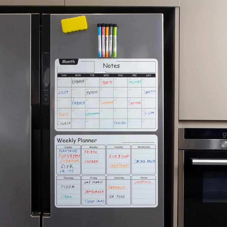 HOMIDEK сухой стираемая доска календарь планировщик катание с белой доской маркеры стираемые магнитные для металлических поверхностей