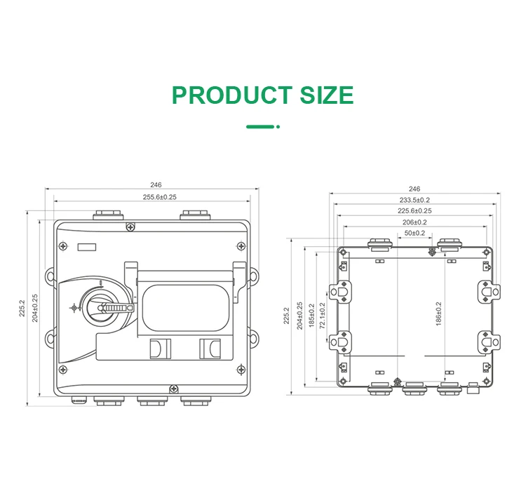 New design 1200V DC IP66 waterproof solar pv string array combiner box with isolator switch