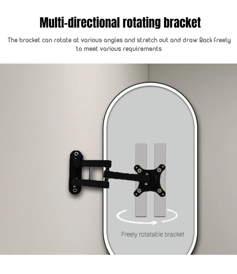 Wall Mounted Adjustable Mirror Folding Bathroom Mirror rotatable makeup Telescopic corner Mirror With Folding Stretch Arm