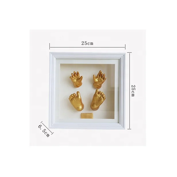 hot selling Original 8x8 white deep art Baby Hand print and Footprint 3D Casting Kit shadow box Frame