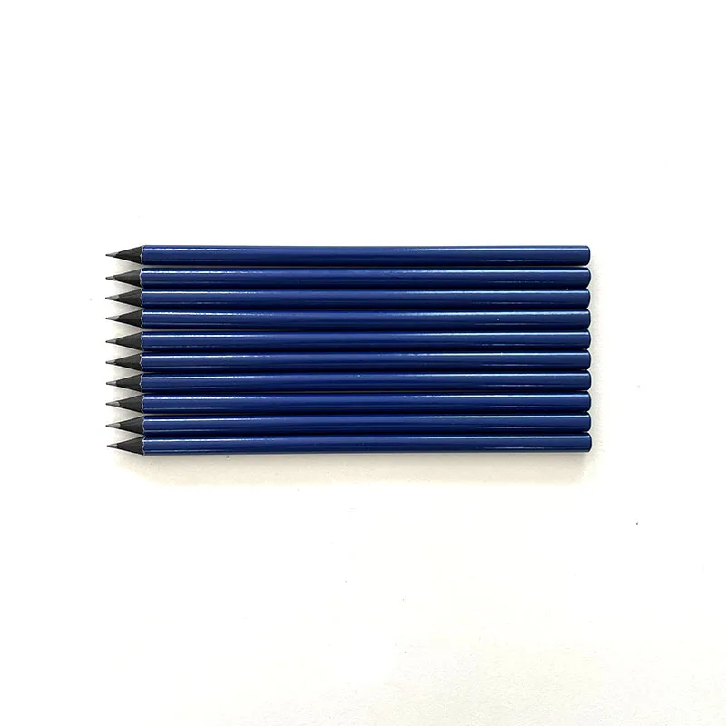 Factory Custom Wooden Pencils Bulk Round Dark Blue Standard Pencils With Dip End Pens And Pencils Stationery