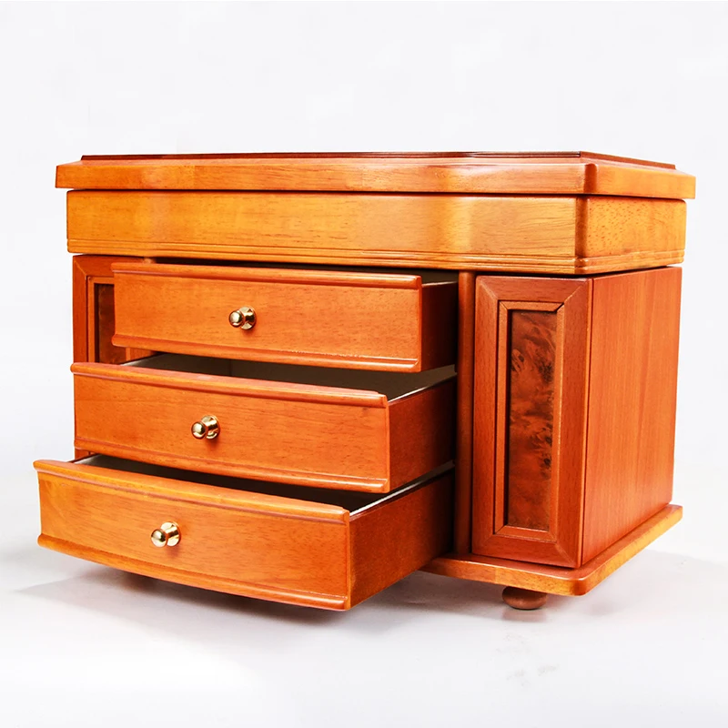 New Design High End Wood Light Paint Watch Jewelry Cosmetics Case Drawer Storage Cabinet