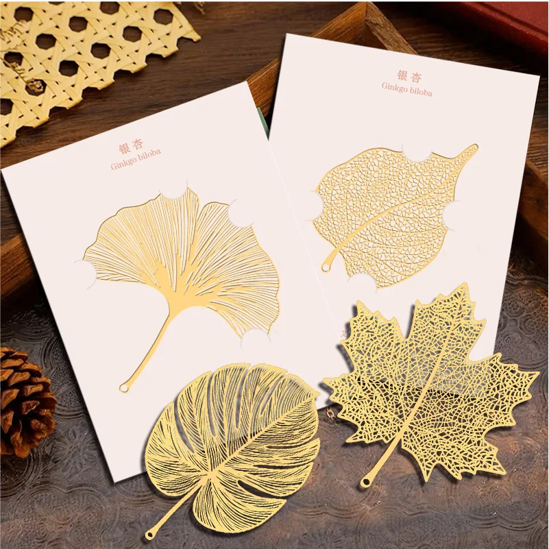 Wholesale creative new design plant leaf style as a gift metal hollow bookmark