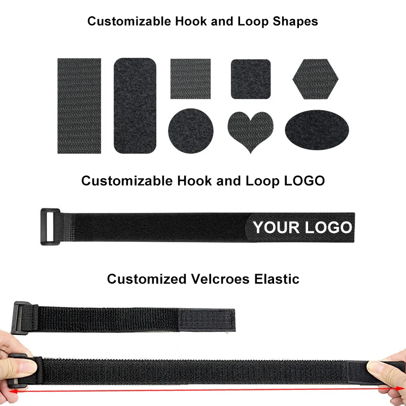 Factory Customizable Velcroes Strap Drone Battery Bike Ski Straps Black Hook And Loop Strap With Logo Printing