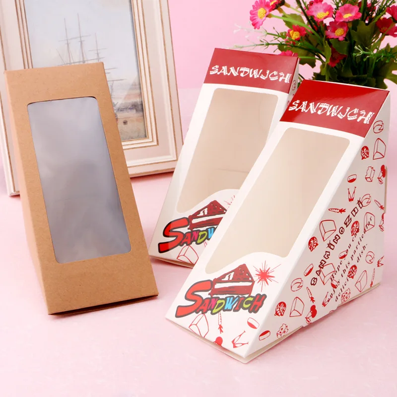 emballage triangle kraft pollution-free food grade triangle packaging raft paper box for sandwich